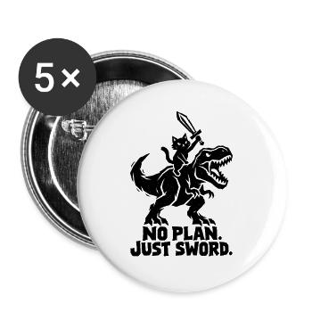 Ritterkatze - Buttons groß 56 mm (5er Pack) - Weiß - Vorne