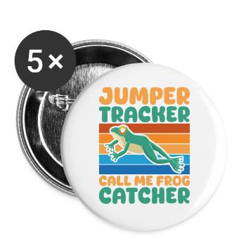 Frog Catcher Jumper Tracker Call Me Catcher Frog - Buttons groß 56 mm (5er Pack) - Weiß - Vorne