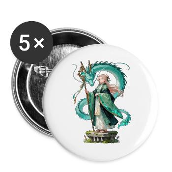 Ryuu Sage – Drachen Magierin Anime Manga - Buttons groß 56 mm (5er Pack) - Weiß - Vorne