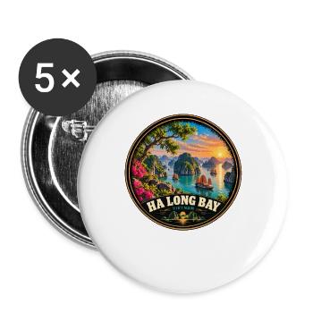 Vietnam Ha Long Bay Sonnenuntergang Urlaub - Buttons groß 56 mm (5er Pack) - Weiß - Vorne