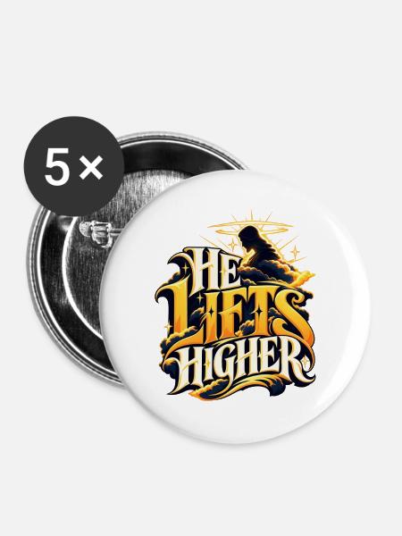 Himmlische Aufwärtskraft - Buttons groß 56 mm (5er Pack) - Weiß