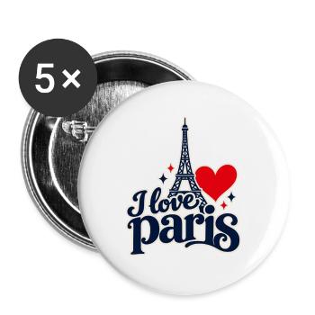 Ich liebe Paris - Buttons groß 56 mm (5er Pack) - Weiß - Vorne