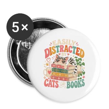 Buchmesse-Vibes Retro-Leseliebhaber - Buttons groß 56 mm (5er Pack) - Weiß - Vorne