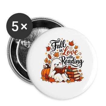 Verliebe dich in das Lesen von süßem Geist - Buttons groß 56 mm (5er Pack) - Weiß - Vorne
