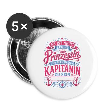 Lustiger Spruch Kapitänin Anker - Buttons groß 56 mm (5er Pack) - Weiß - Vorne