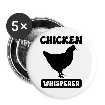Hühnerflüsterer - Buttons groß 56 mm (5er Pack) - Weiß - Vorne