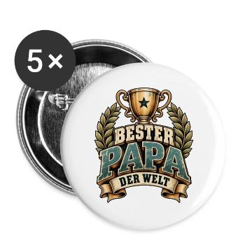 Vatertag Bester Papa der Welt Retro Motiv  - Buttons groß 56 mm (5er Pack) - Weiß - Vorne