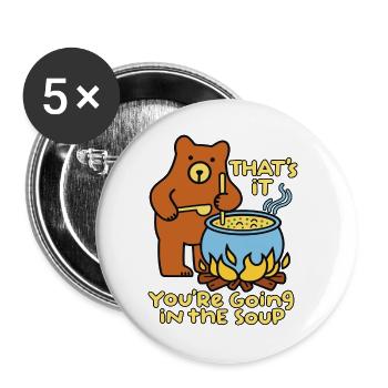 Suppenküche - Buttons groß 56 mm (5er Pack) - Weiß - Vorne