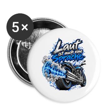 Motorrad Laut ist auch eine Sprache Schallwellen - Buttons groß 56 mm (5er Pack) - Weiß - Vorne
