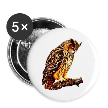 Uhu auf dem Ast - Buttons groß 56 mm (5er Pack) - Weiß - Vorne