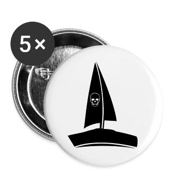 Piratenschiff Skull - Buttons groß 56 mm (5er Pack) - Weiß - Vorne
