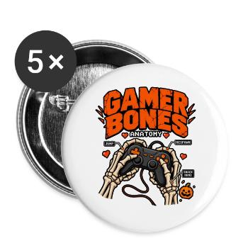 Gamer Knochen Anatomie - Buttons groß 56 mm (5er Pack) - Weiß - Vorne