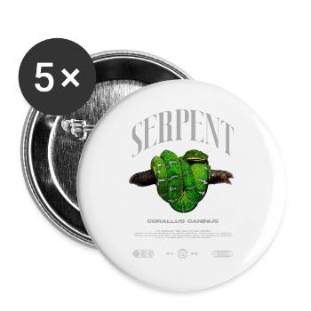 Smaragdbaumboa-Schlangenbesitzer und Reptilienhalter - Buttons groß 56 mm (5er Pack) - Weiß - Vorne