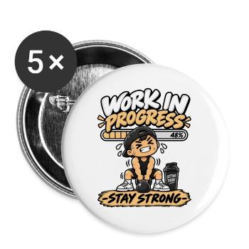 Laufende Arbeit - Buttons groß 56 mm (5er Pack) - Weiß - Vorne