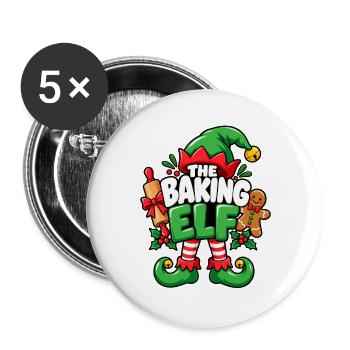 Die Backelf Festtagszauber - Buttons groß 56 mm (5er Pack) - Weiß - Vorne