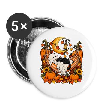 Mondnacht Kürbisnest Katzenschläfer - Buttons groß 56 mm (5er Pack) - Weiß - Vorne