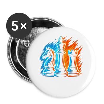Schachspiel Kinder Schachfiguren Herren Schach - Buttons groß 56 mm (5er Pack) - Weiß - Vorne