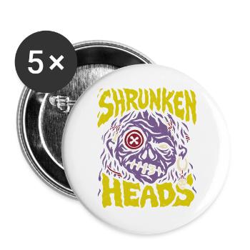 Shrunken Heads 13 – Halloween Horror Art - Buttons groß 56 mm (5er Pack) - Weiß - Vorne
