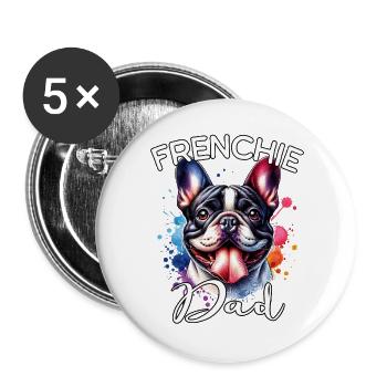 Französische Bulldogge Papa - Buttons groß 56 mm (5er Pack) - Weiß - Vorne