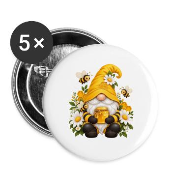 Süße Zwerge unter den Gnomen - Buttons groß 56 mm (5er Pack) - Weiß - Vorne