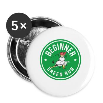 Lustiger Skifahren Schneemann Beginner Green Run  - Buttons groß 56 mm (5er Pack) - Weiß - Vorne