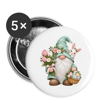 Süße Zwerge unter den Gnomen - Buttons groß 56 mm (5er Pack) - Weiß - Vorne