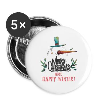 Frohe Weihnachten Schneemann Graffiti Merry Christ - Buttons groß 56 mm (5er Pack) - Weiß - Vorne