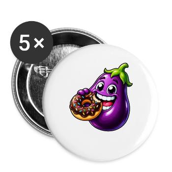 Aubergine Süß Cartoon Keks Nachtisch - Buttons groß 56 mm (5er Pack) - Weiß - Vorne