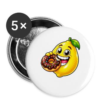 Süße Cartoon Zitrone Keks Dessert - Buttons groß 56 mm (5er Pack) - Weiß - Vorne