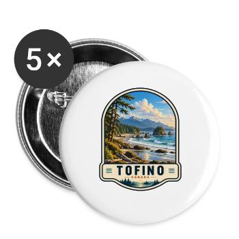 Tofino Kanada Küstenlandschaft Urlaub - Buttons groß 56 mm (5er Pack) - Weiß - Vorne