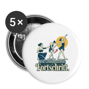 Tanzlehrer Spruch Fortschritt Tanzunterricht - Buttons groß 56 mm (5er Pack) - Weiß - Vorne