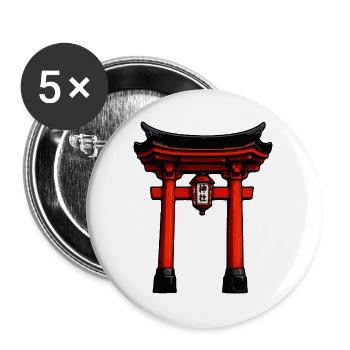 Roter Torii mit Laterne - Buttons groß 56 mm (5er Pack) - Weiß - Vorne