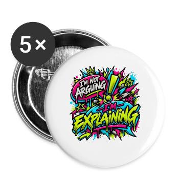 Explaining Graffiti Neon Burst - Buttons groß 56 mm (5er Pack) - Weiß - Vorne