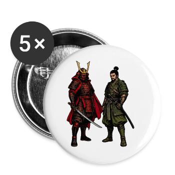 Roter und Grüner Samurai-Kontrast - Buttons groß 56 mm (5er Pack) - Weiß - Vorne