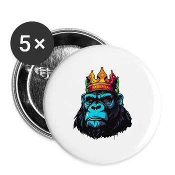 König Gorilla - Buttons groß 56 mm (5er Pack) - Weiß - Vorne