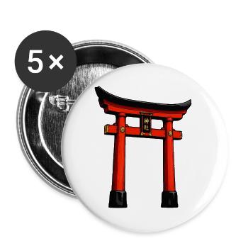 Roter Torii Türbogen Kunst - Buttons groß 56 mm (5er Pack) - Weiß - Vorne