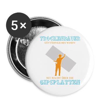 Trockenbau Trockenbauer Trockenbaumonteur Geschenk - Buttons groß 56 mm (5er Pack) - Weiß - Vorne