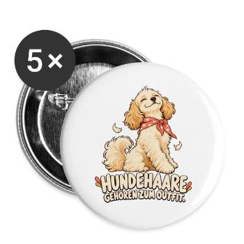 Hundehaare gehören zum Outfit - Buttons groß 56 mm (5er Pack) - Weiß - Vorne