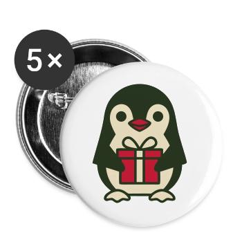 Pinguin Rotes Geschenk Icon - Buttons groß 56 mm (5er Pack) - Weiß - Vorne