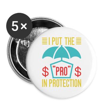 Insurance Agent Pro In Protection Funny Insurance - Buttons groß 56 mm (5er Pack) - Weiß - Vorne