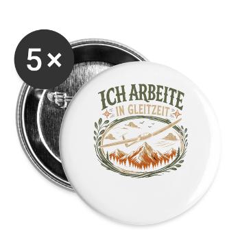 Arbeite in Gleitzeit Segelflieger - Buttons groß 56 mm (5er Pack) - Weiß - Vorne