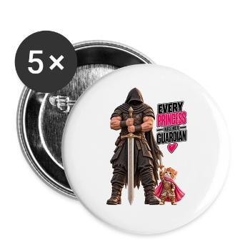 Knight Kitten Wächter - Buttons groß 56 mm (5er Pack) - Weiß - Vorne