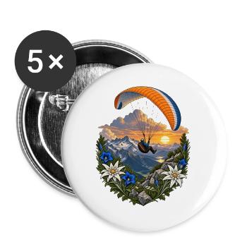 Gipfelflug im Blumenkreis - Buttons groß 56 mm (5er Pack) - Weiß - Vorne