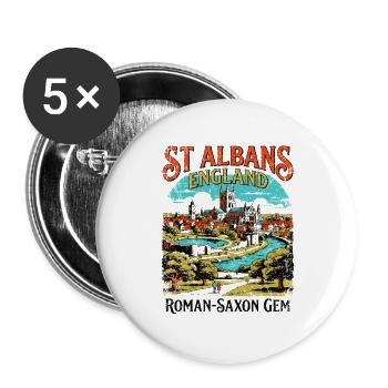 St Albans England Roman Saxon Gem - Buttons groß 56 mm (5er Pack) - Weiß - Vorne
