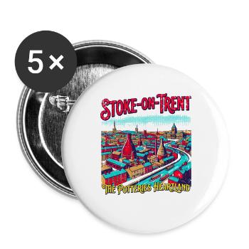 View City Stoke On Trent The Potteries Heartland - Buttons groß 56 mm (5er Pack) - Weiß - Vorne