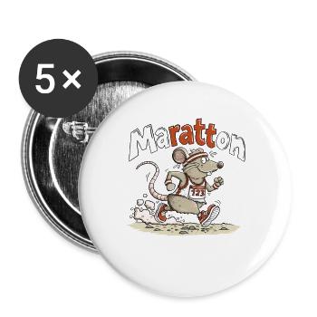 Maratton Ratte Marathon Läufer Humor Design - Buttons groß 56 mm (5er Pack) - Weiß - Vorne