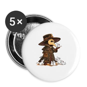 Pestdoktor Mäuse Mittelalter LARP Fantasy Humor - Buttons groß 56 mm (5er Pack) - Weiß - Vorne