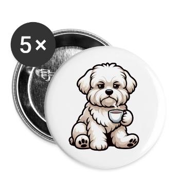 Malteser Malteserbesitzer Malteserliebhaber - Buttons groß 56 mm (5er Pack) - Weiß - Vorne