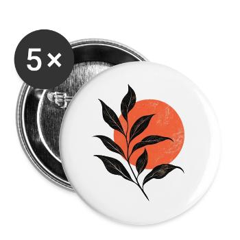 Sunset Leaf Silhouette - Buttons groß 56 mm (5er Pack) - Weiß - Vorne