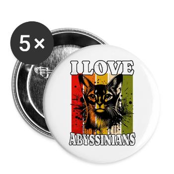 I Love Abyssinian Cat - Buttons groß 56 mm (5er Pack) - Weiß - Vorne